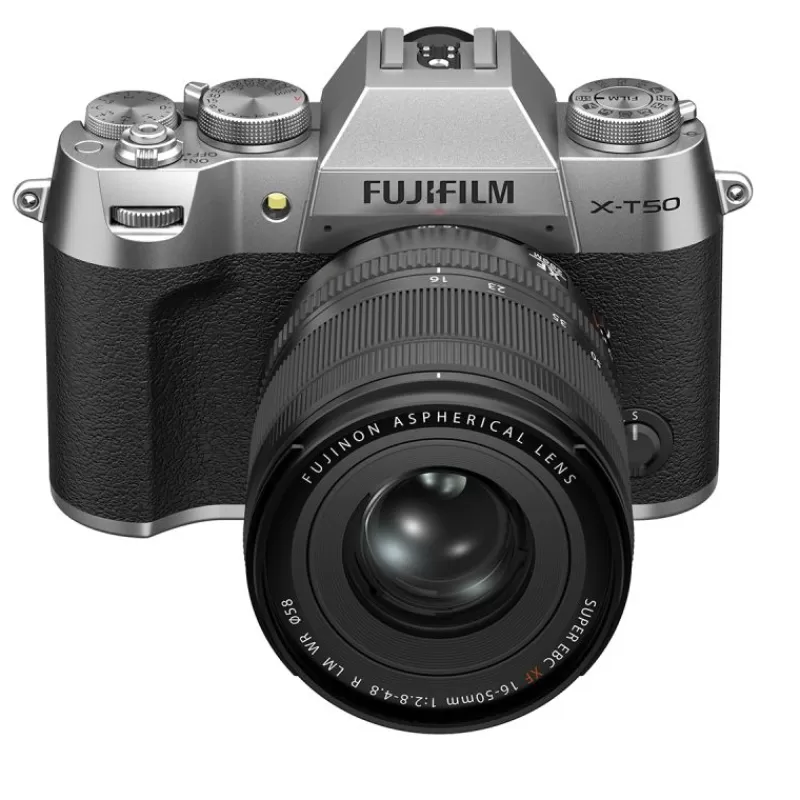 Fujifilm Appareils Photo Hybrides-Découvrez le FUJI X-T50 SILVER + XF16-50mm: appareil photo hybride compact, 40,2 MP, vidéo 6,2K, 20 simulations de film, stabili