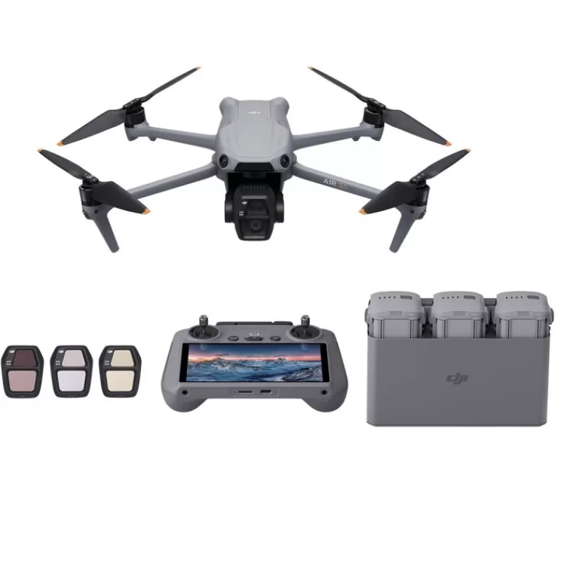 DJI Drones Avec Caméra-Air 3S Fly More Combo avec radio RC2 - Drone double caméra 4K HDR, détection omnidirectionnelle