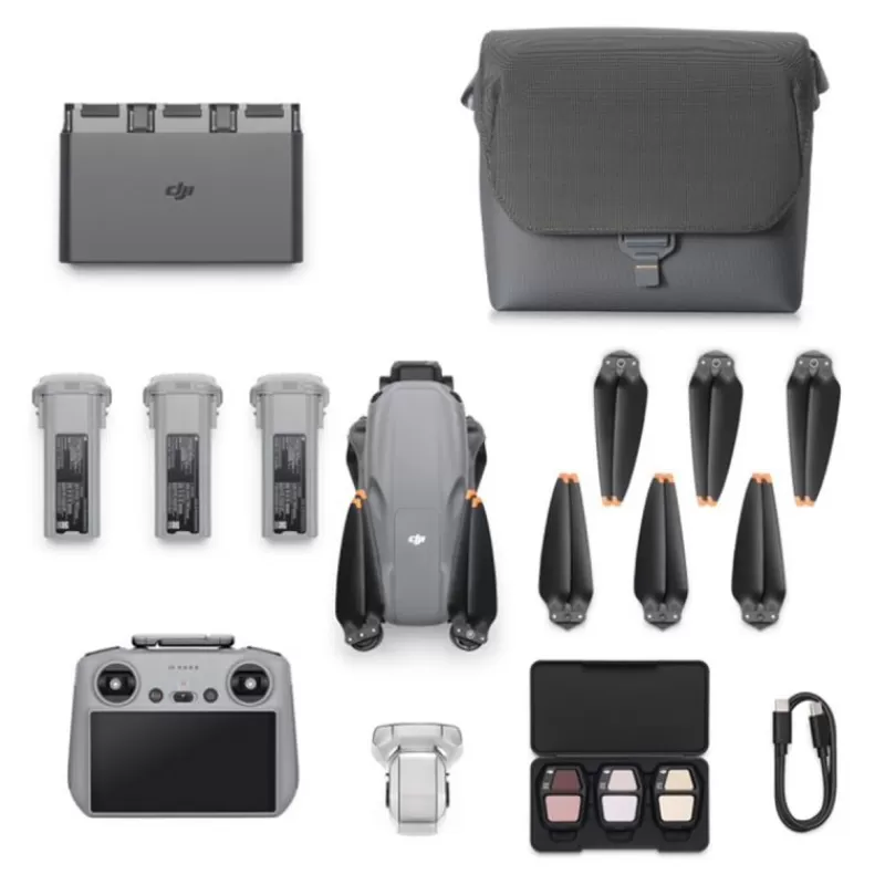 DJI Drones Avec Caméra-Air 3S Fly More Combo avec radio RC2 - Drone double caméra 4K HDR, détection omnidirectionnelle