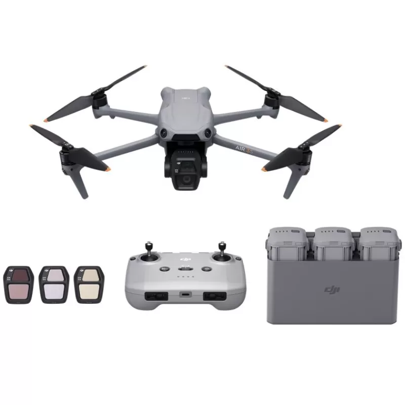 DJI Drones Avec Caméra-Air 3S Fly More Combo avec radio RC-N3 - Drone double caméra 4K HDR, détection omnidirectionnelle
