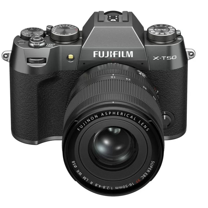 Fujifilm Appareils Photo Hybrides-FUJI X-T50 CHARCOAL + XF16-50mm : Appareil Photo Hybride 40,2 MP avec Vidéo 6,2K et Simulations de Film
