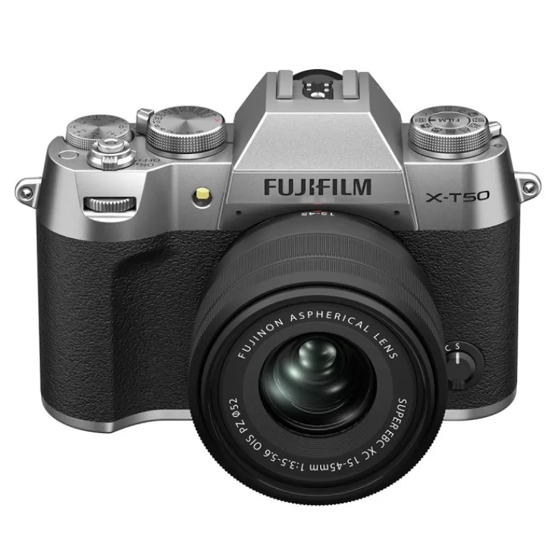 Fujifilm Appareils Photo Hybrides-FUJI X-T50 SILVER + XC 15-45mm : Appareil Photo Hybride 40,2 MP avec Vidéo 6,2K et Simulations de Film