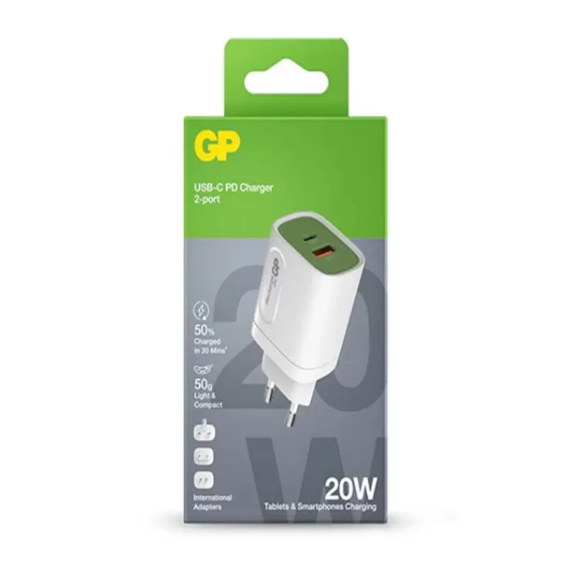 Gp batteries Alimentations & Grips | Alimentations & Grips-GP Chargeur Mural X2 USB 24W - Charge rapide, 2 ports USB, 100-240V