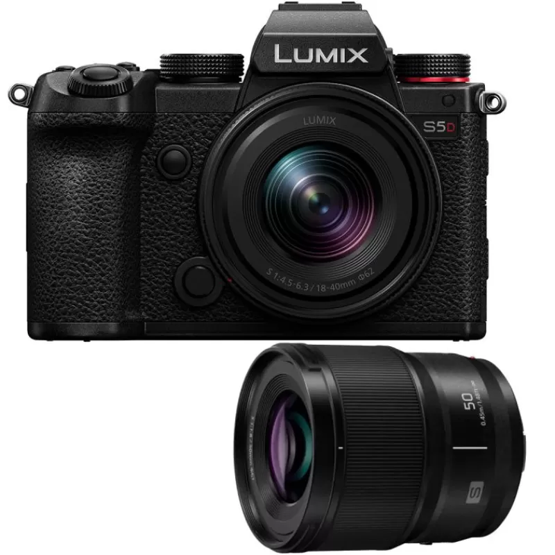 Panasonic Appareils Photo Hybrides-LUMIX S5D + 18-40mm + 50mm - Hybride plein format compact, vidéo 4K et stabilisation